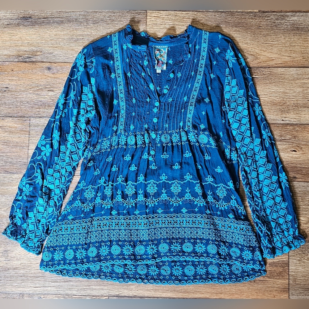 Johnny Was Ciaga Tamara Tunic Blouse Embroidered Boho – Size Medium
